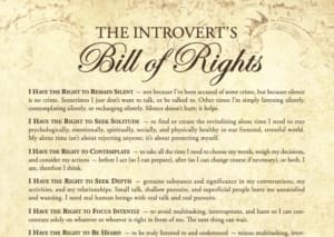 An excerpt of The Introvert's Bill of Rights.