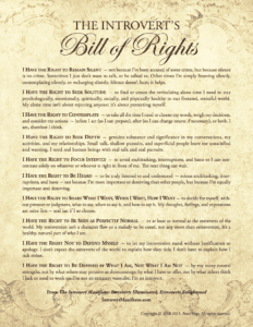 The Introvert's Bill of Rights (poster) - yet another free bonus you receive when you sign up to take the online course for introverts 
